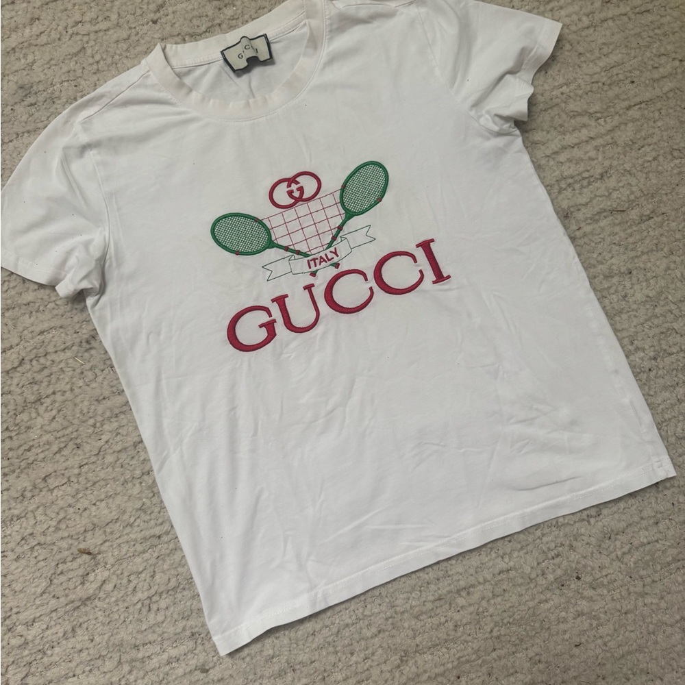 Gucci Cream Tee with Red Logo and Green Graphic - Picture 3 of 3